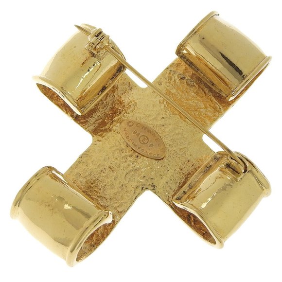 Chanel Cross Cocomark Vintage Gold Plated 94P Women's Brooch - Picture 2 of 4